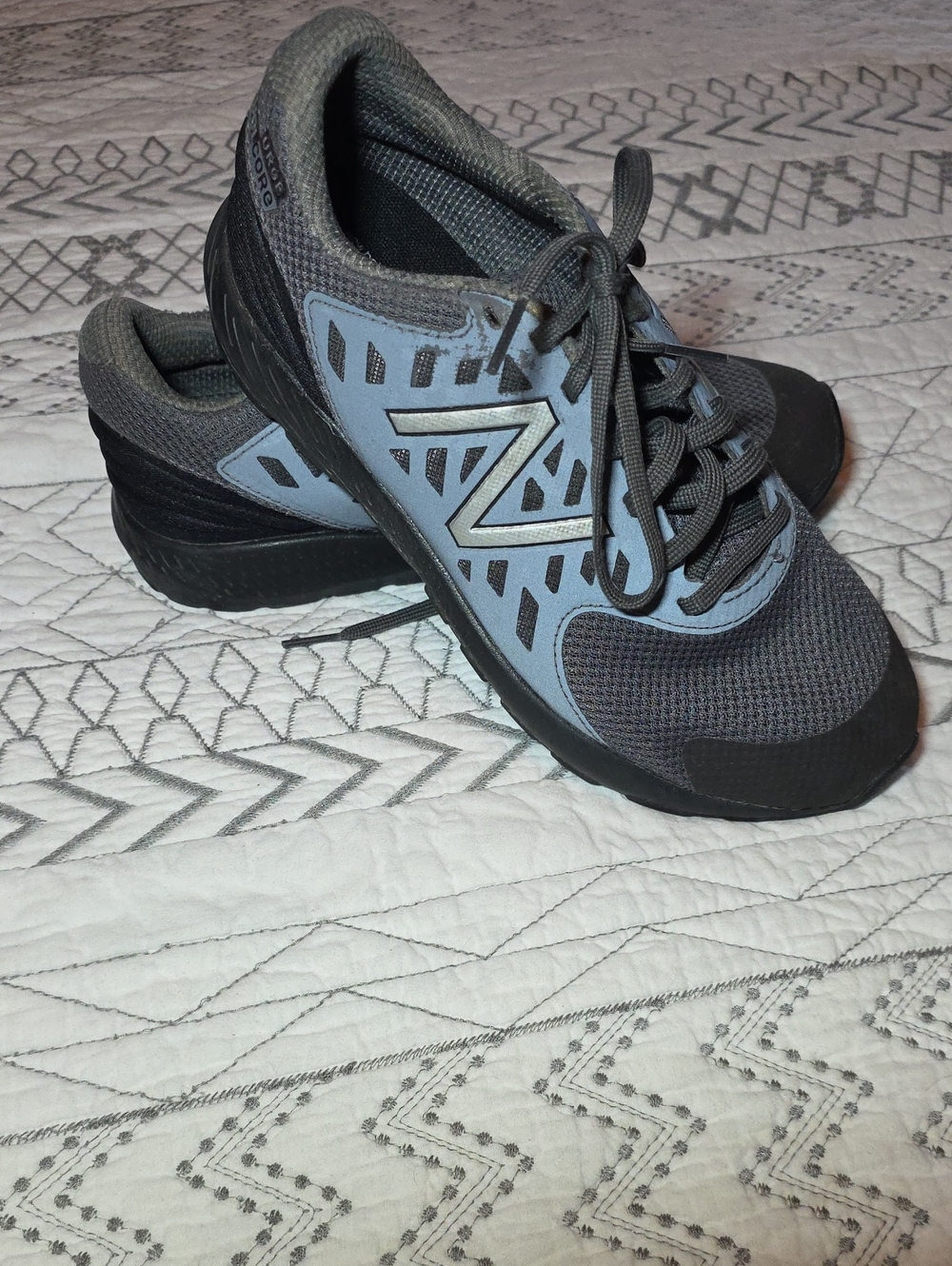 New Balance Gray and Black Lace-Up Running Shoes